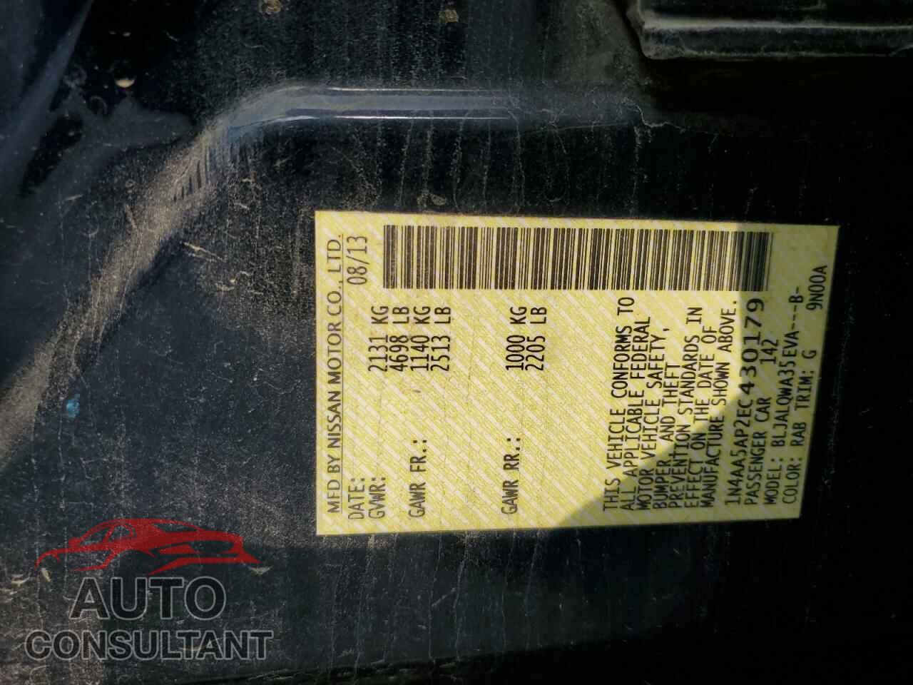 NISSAN MAXIMA 2014 - 1N4AA5AP2EC430179