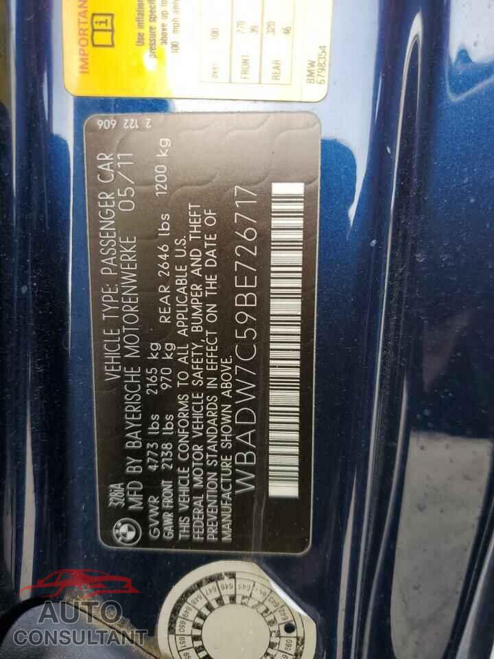 BMW 3 SERIES 2011 - WBADW7C59BE726717