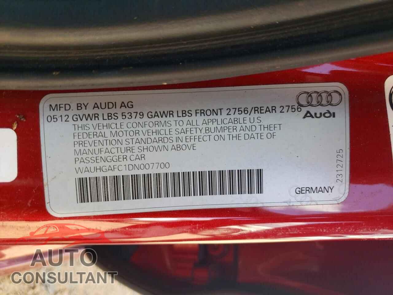 AUDI A6 2013 - WAUHGAFC1DN007700