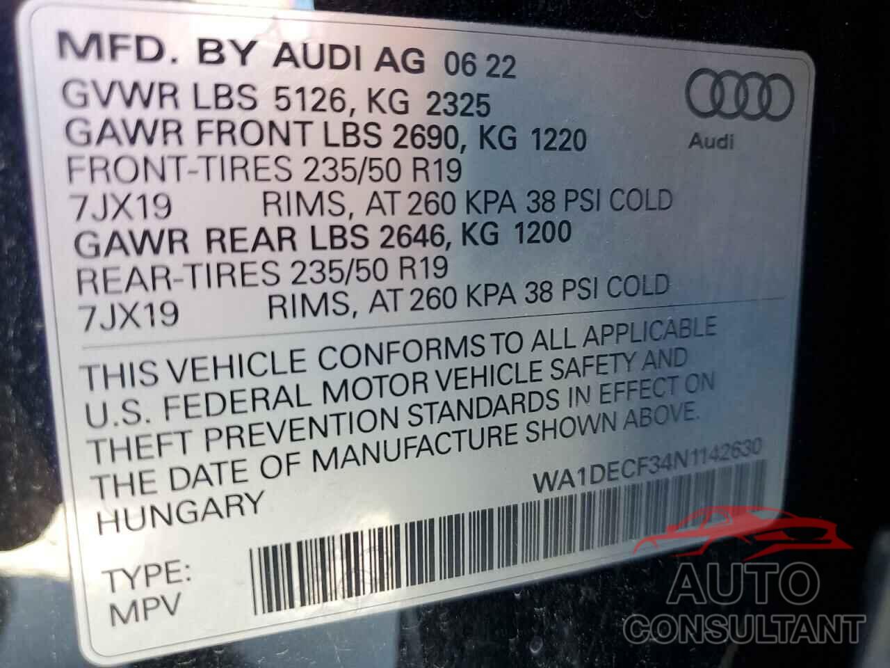AUDI Q3 2022 - WA1DECF34N1142630
