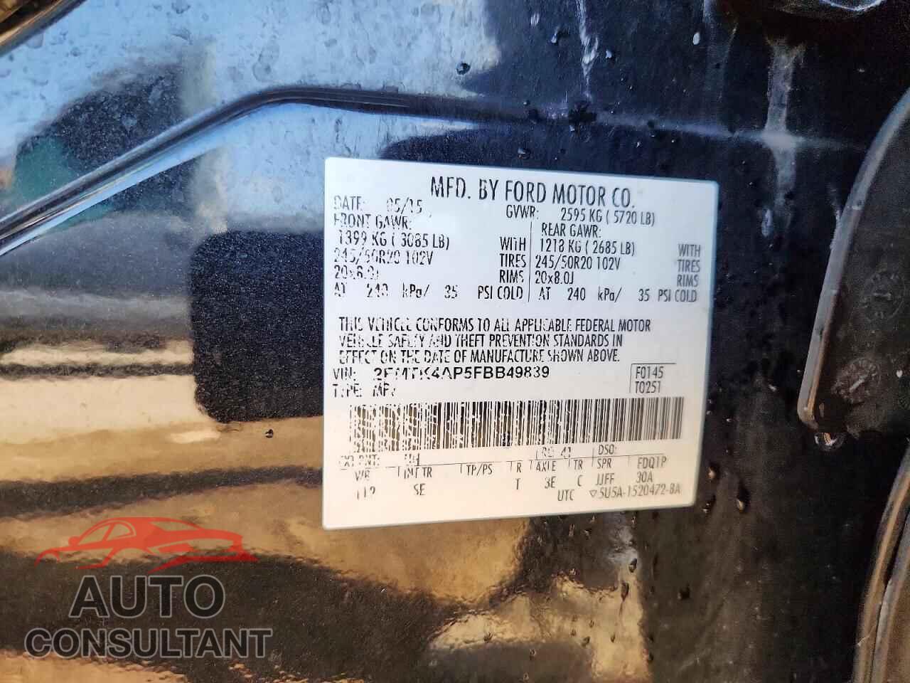 FORD EDGE 2015 - 2FMTK4AP5FBB49839