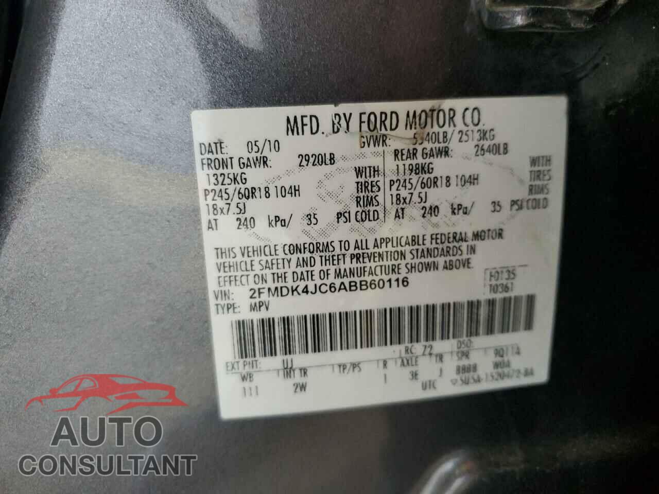 FORD EDGE 2010 - 2FMDK4JC6ABB60116