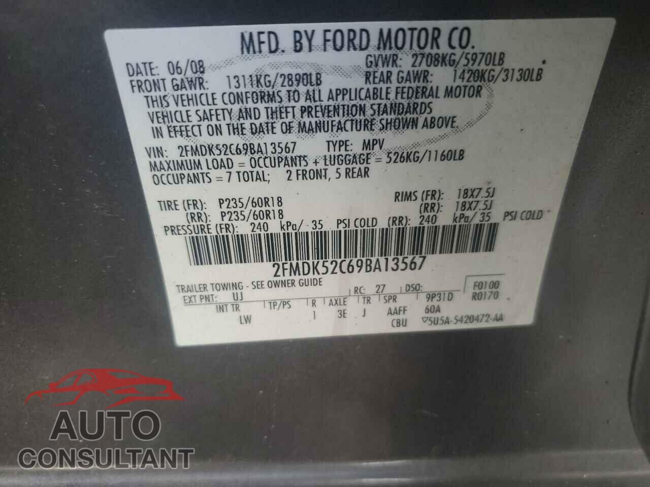 FORD FLEX 2009 - 2FMDK52C69BA13567