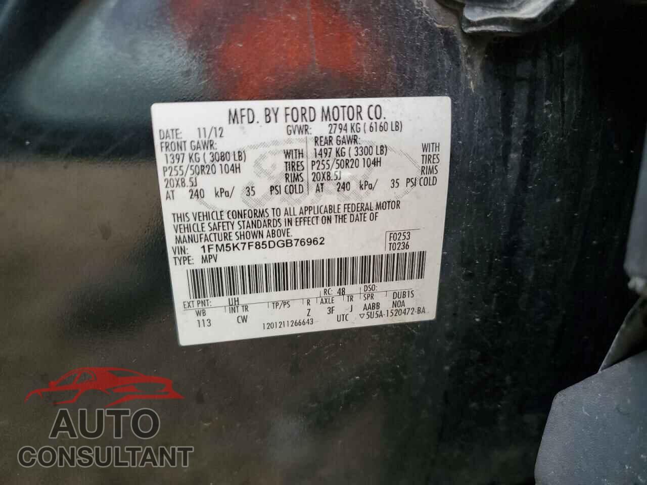 FORD EXPLORER 2013 - 1FM5K7F85DGB76962