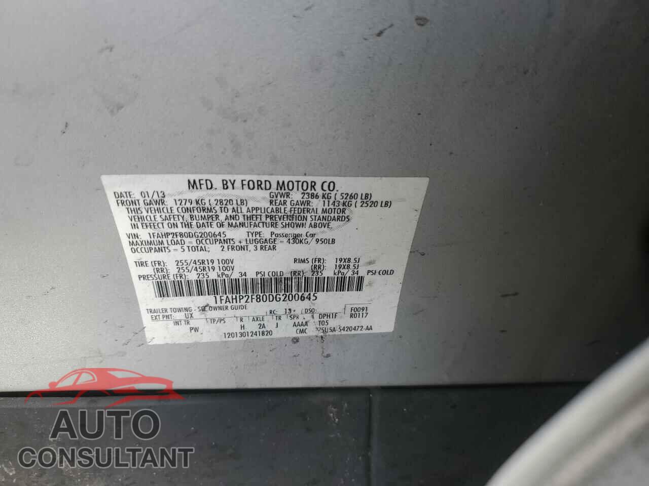 FORD ALL Models 2013 - 1FAHP2F80DG200645