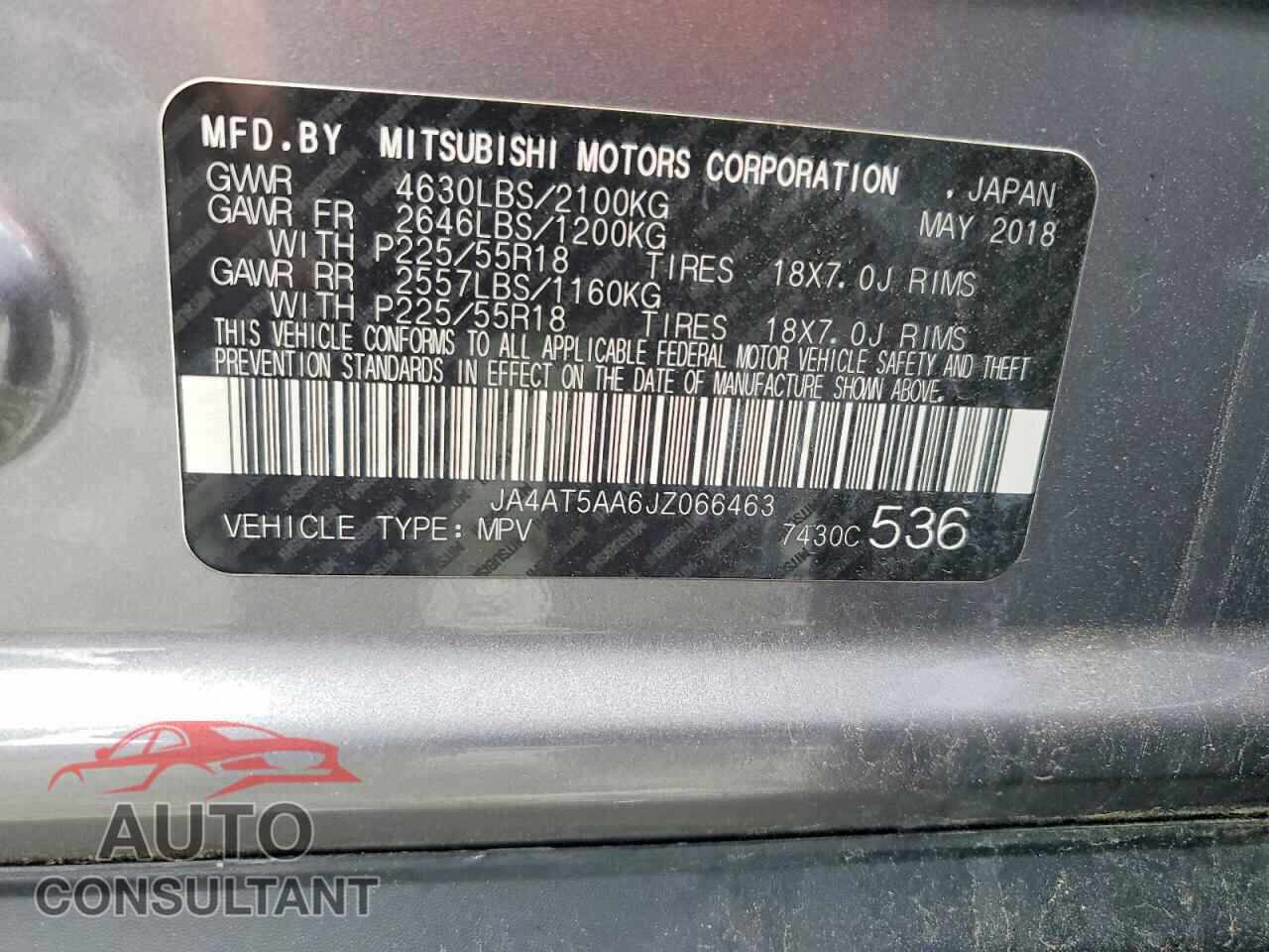 MITSUBISHI ECLIPSE 2018 - JA4AT5AA6JZ066463