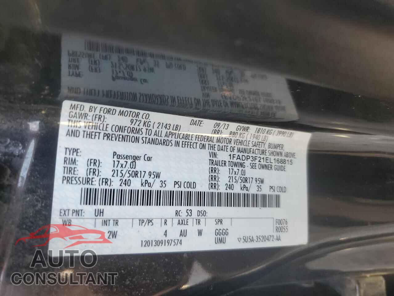 FORD FOCUS 2014 - 1FADP3F21EL168815