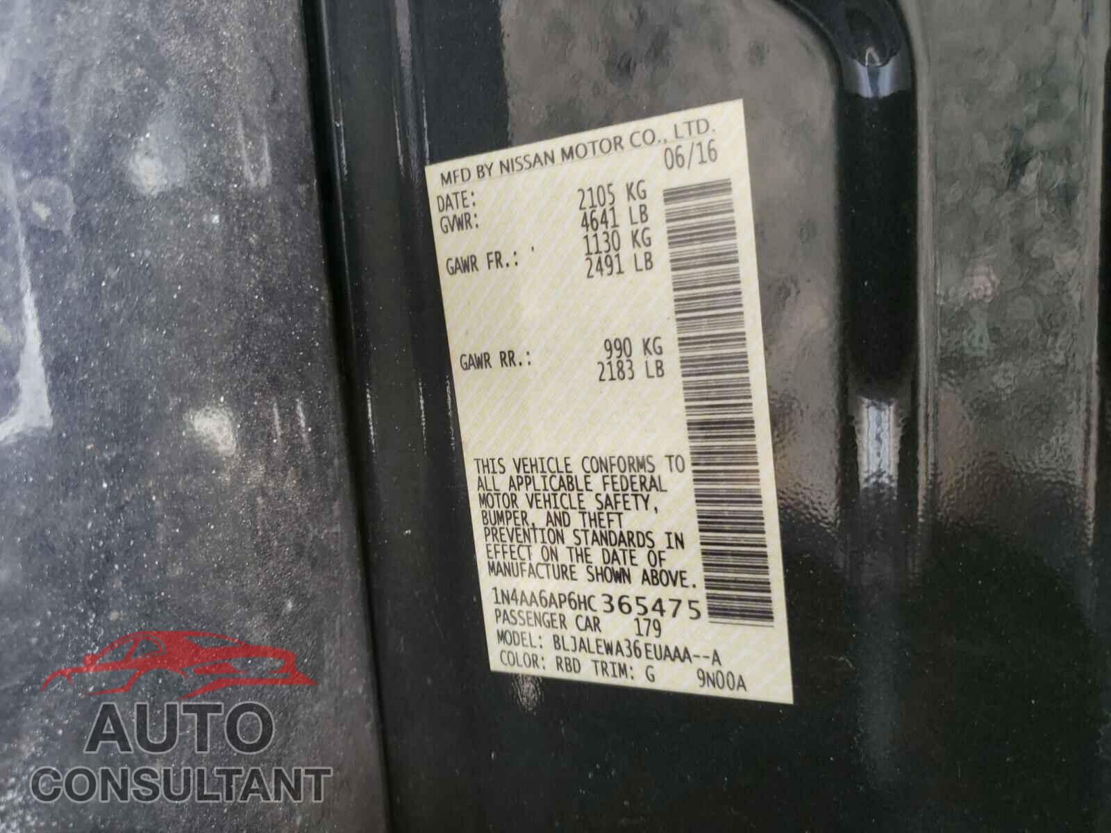 NISSAN MAXIMA 2017 - 1N4AA6AP6HC365475