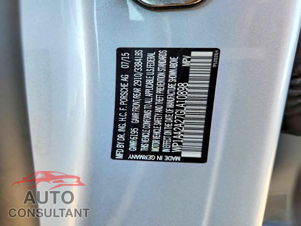 PORSCHE CAYENNE 2016 - WP1AA2A27GLA10898