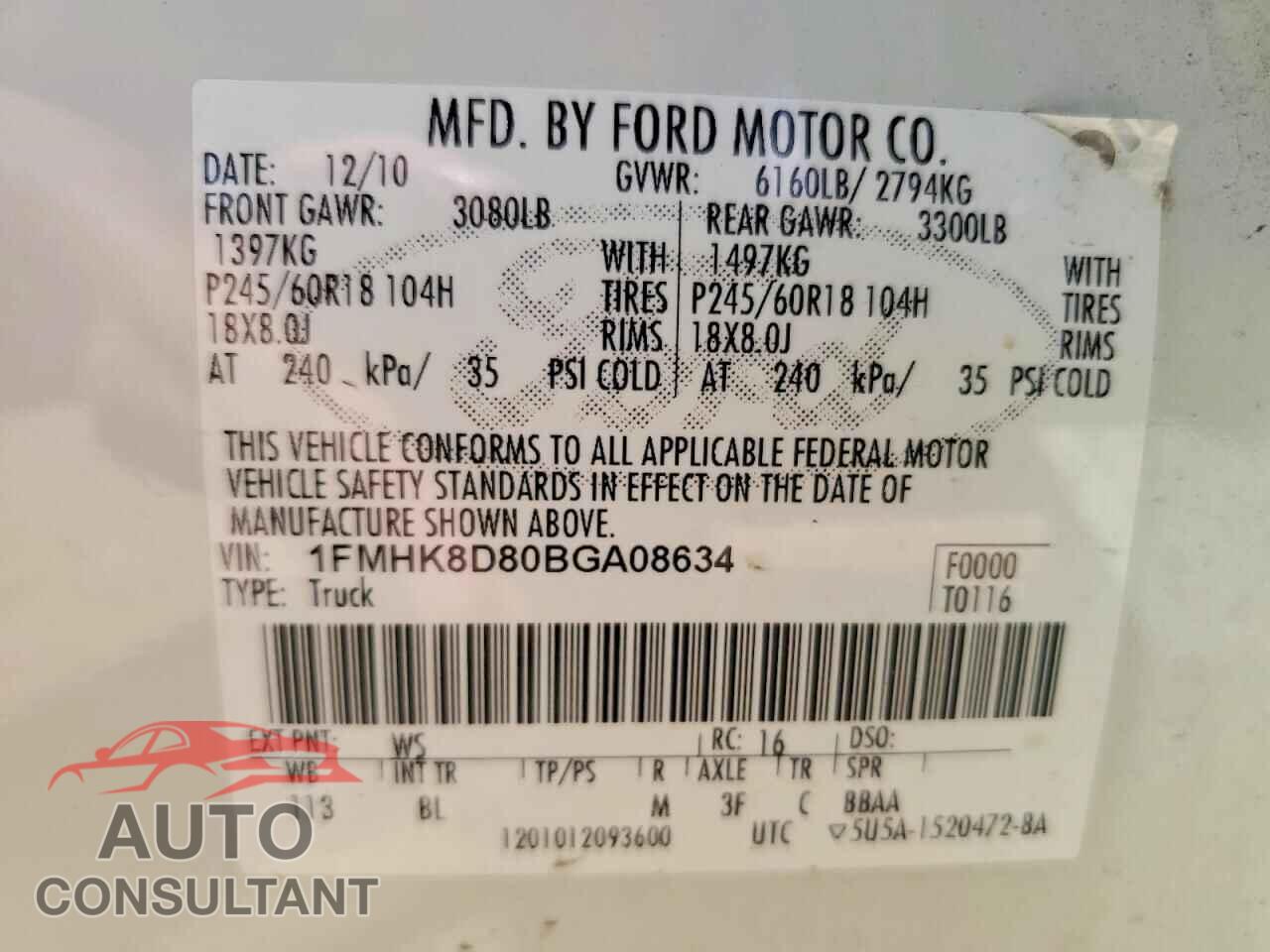 FORD EXPLORER 2011 - 1FMHK8D80BGA08634