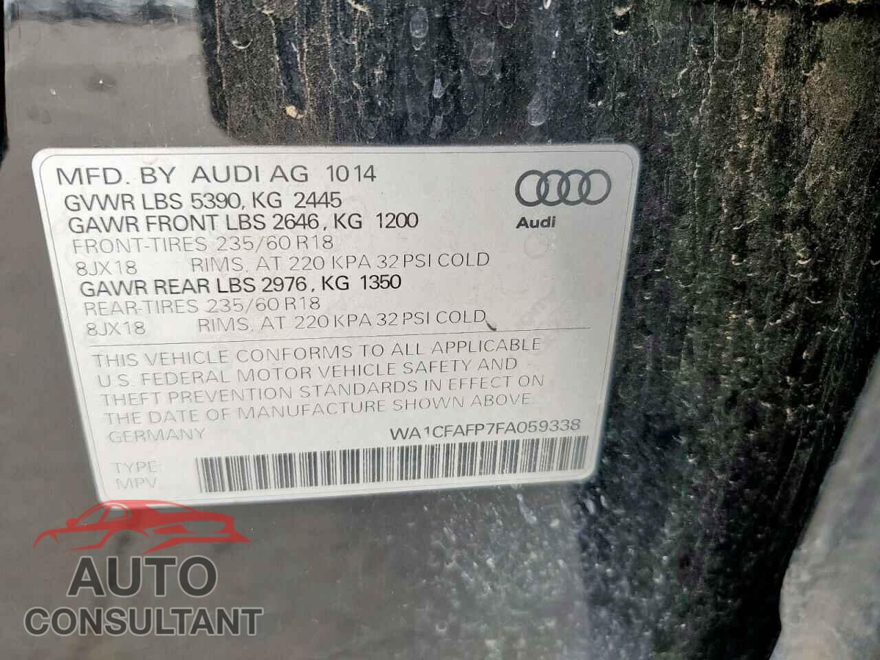 AUDI Q5 2015 - WA1CFAFP7FA059338