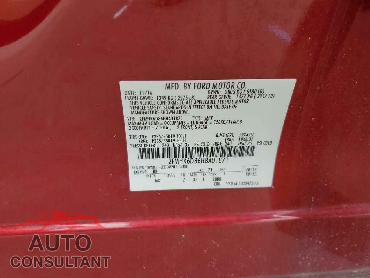 FORD FLEX 2017 - 2FMHK6D86HBA01871