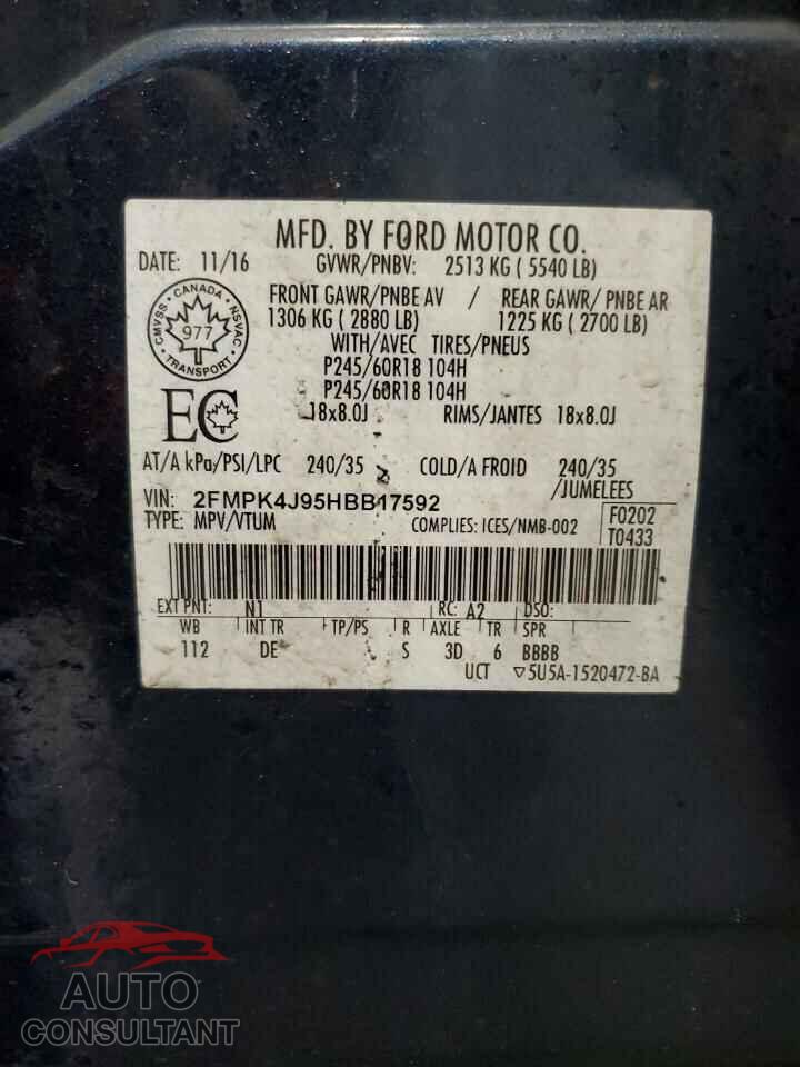 FORD EDGE 2017 - 2FMPK4J95HBB17592