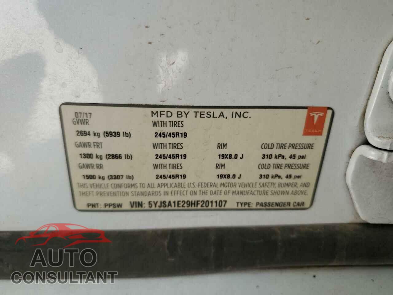 TESLA MODEL S 2017 - 5YJSA1E29HF201107