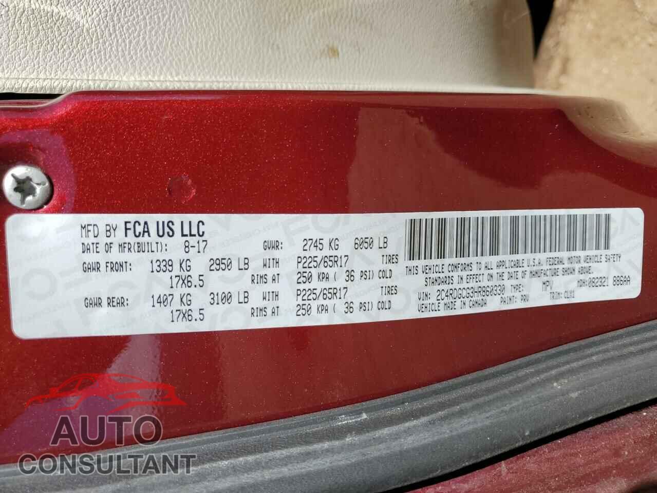 DODGE CARAVAN 2017 - 2C4RDGCG3HR860330