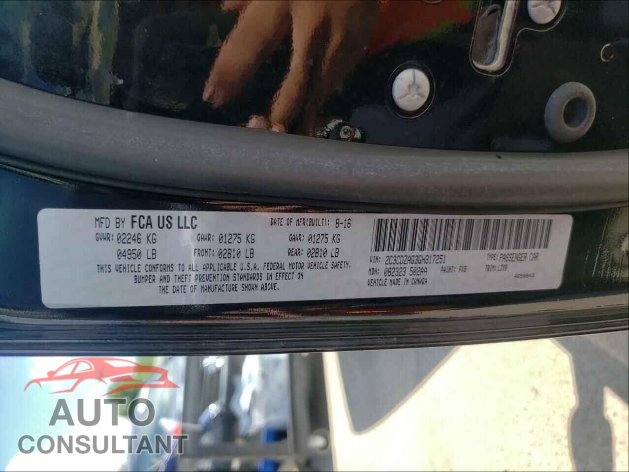 DODGE CHALLENGER 2016 - 2C3CDZAG3GH317251