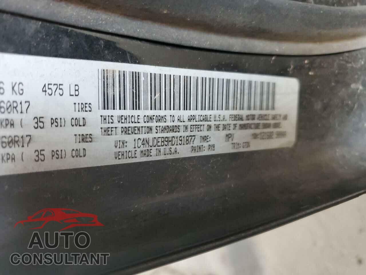 JEEP COMPASS 2017 - 1C4NJDEB9HD191877