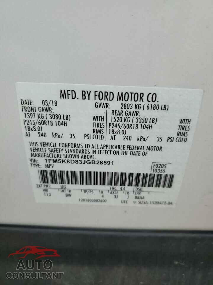 FORD EXPLORER 2018 - 1FM5K8D83JGB28591