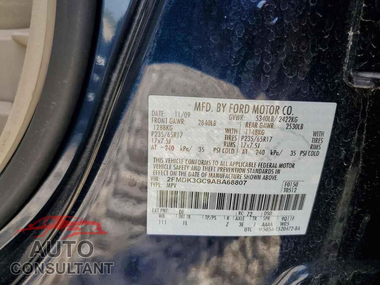 FORD EDGE 2010 - 2FMDK3GC9ABA68807
