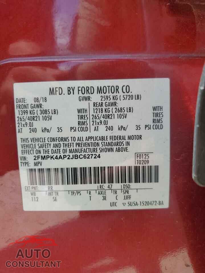 FORD EDGE 2018 - 2FMPK4AP2JBC62724
