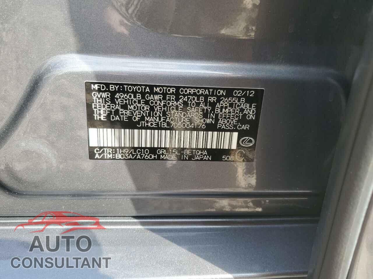 LEXUS GS350 2013 - JTHCE1BL7D5004176