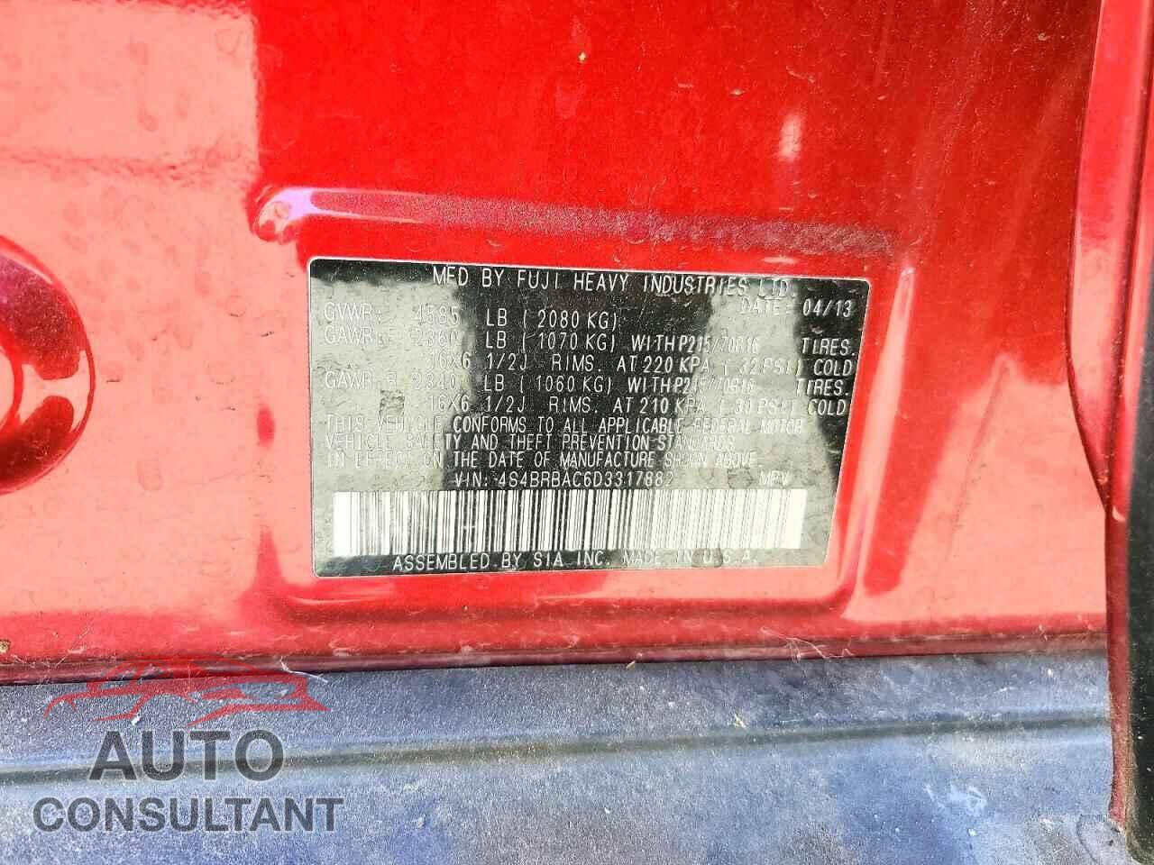 SUBARU OUTBACK 2013 - 4S4BRBAC6D3317882