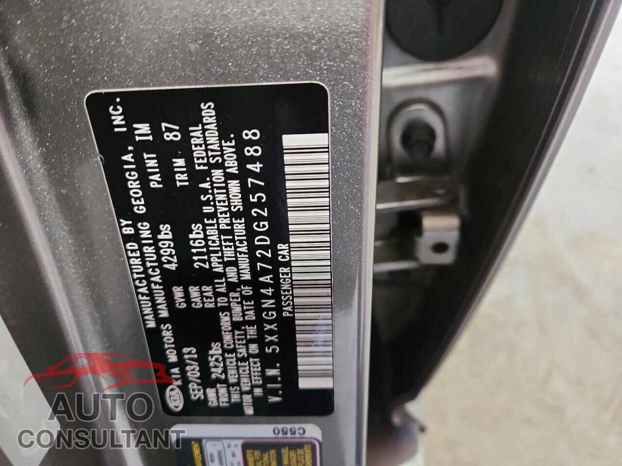 KIA OPTIMA 2013 - 5XXGN4A72DG257488