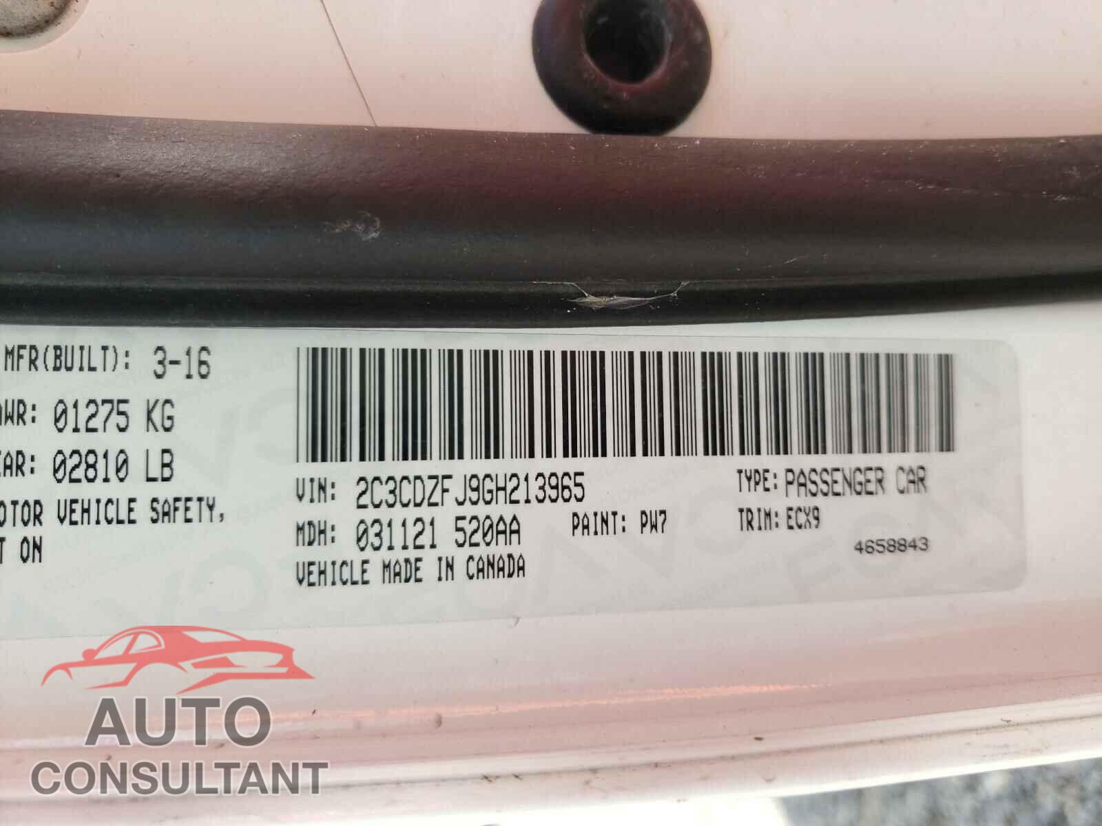 DODGE CHALLENGER 2016 - 2C3CDZFJ9GH213965