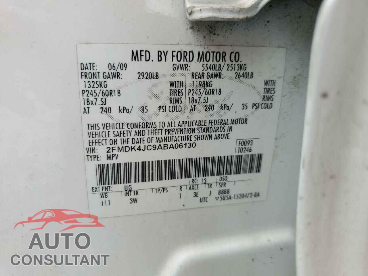 FORD EDGE 2010 - 2FMDK4JC9ABA06130