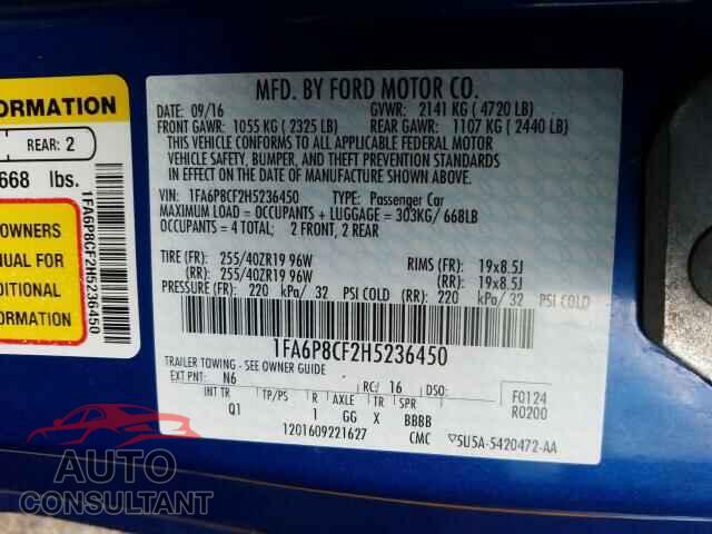 FORD MUSTANG 2017 - 1FA6P8CF2H5236450