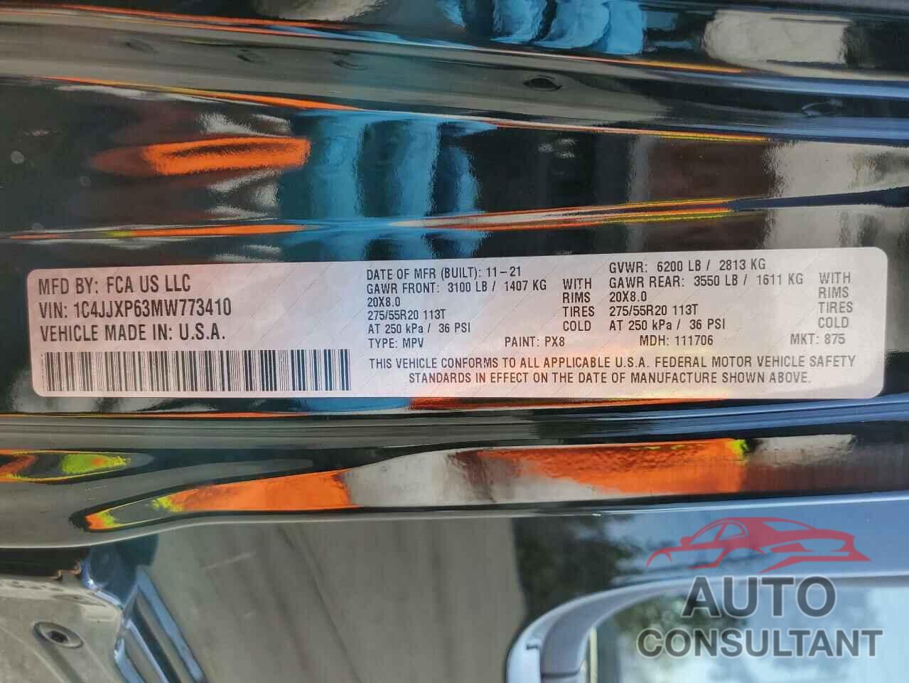 JEEP WRANGLER 2021 - 1C4JJXP63MW773410