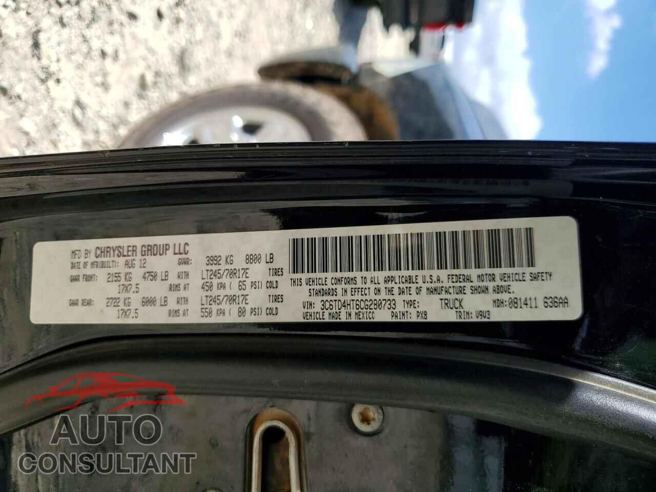 DODGE RAM 2500 2012 - 3C6TD4HT6CG280733