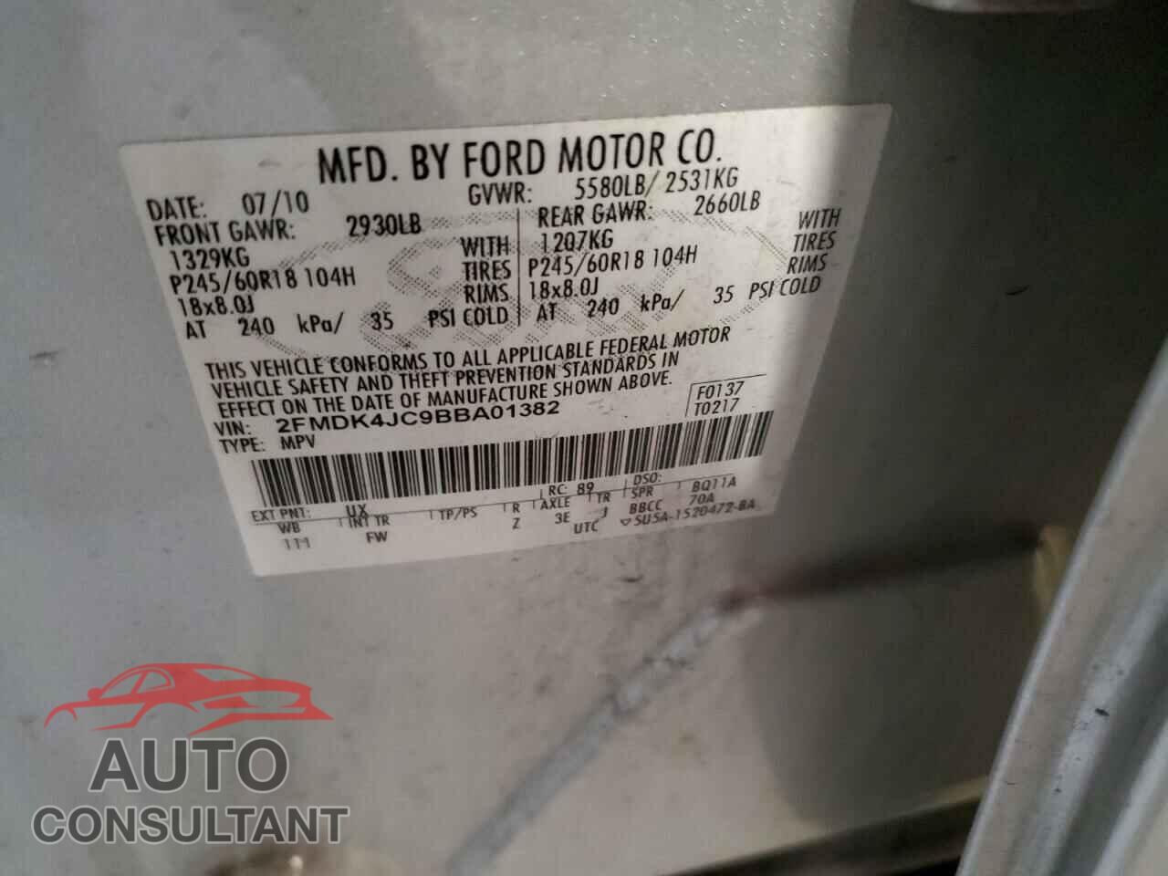FORD EDGE 2011 - 2FMDK4JC9BBA01382