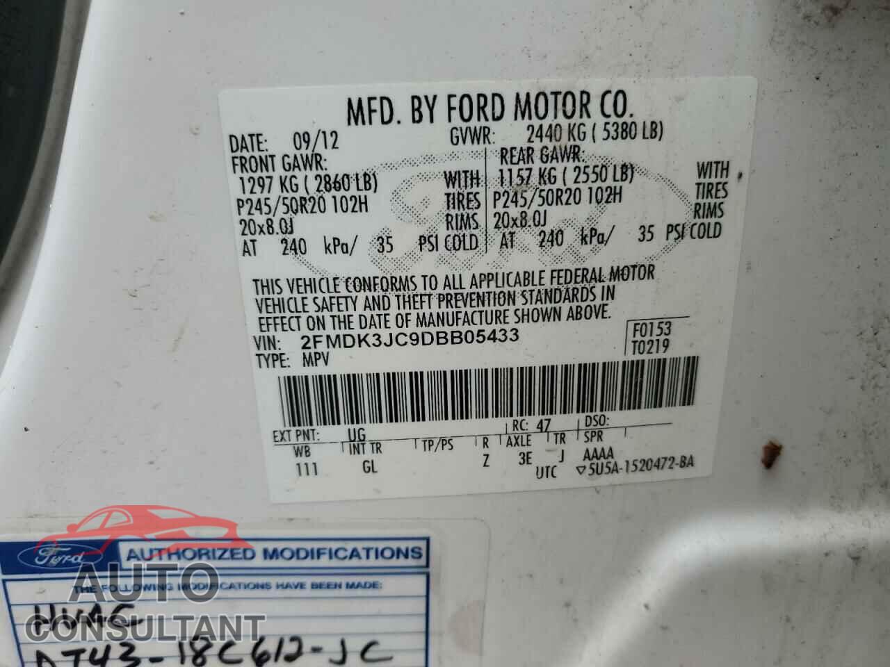 FORD EDGE 2013 - 2FMDK3JC9DBB05433