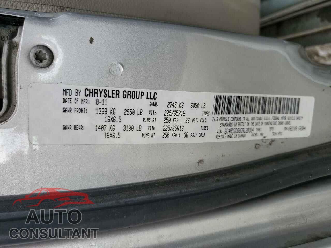 DODGE CARAVAN 2012 - 2C4RDGDG0CR128924