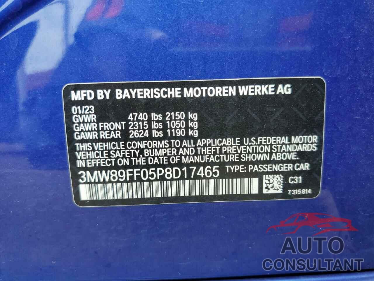 BMW 3 SERIES 2023 - 3MW89FF05P8D17465