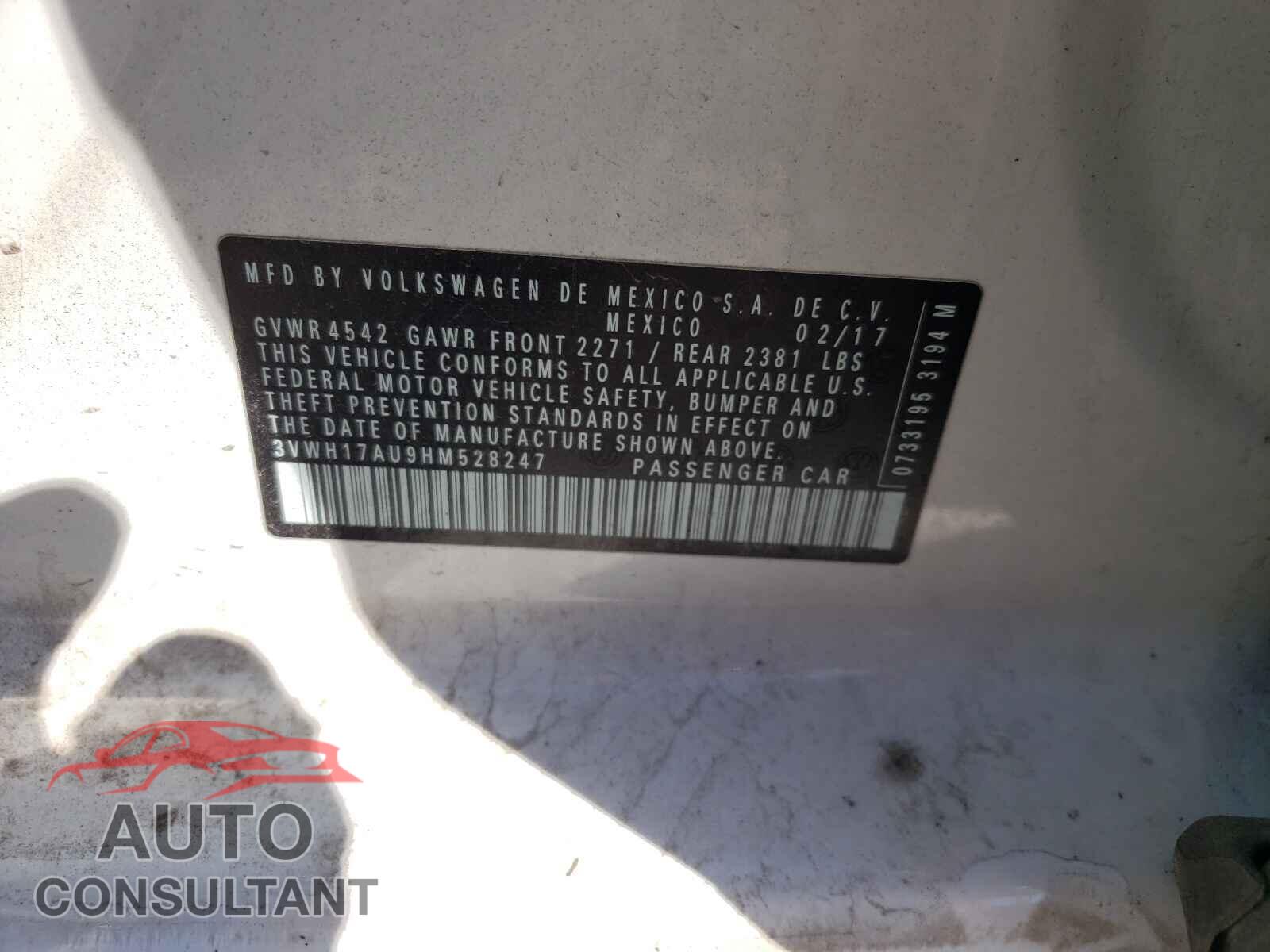 VOLKSWAGEN GOLF 2017 - 3VWH17AU9HM528247
