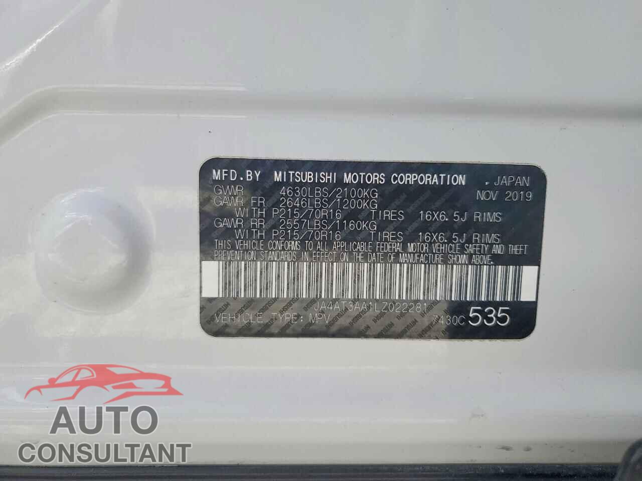 MITSUBISHI ECLIPSE 2020 - JA4AT3AA1LZ022281