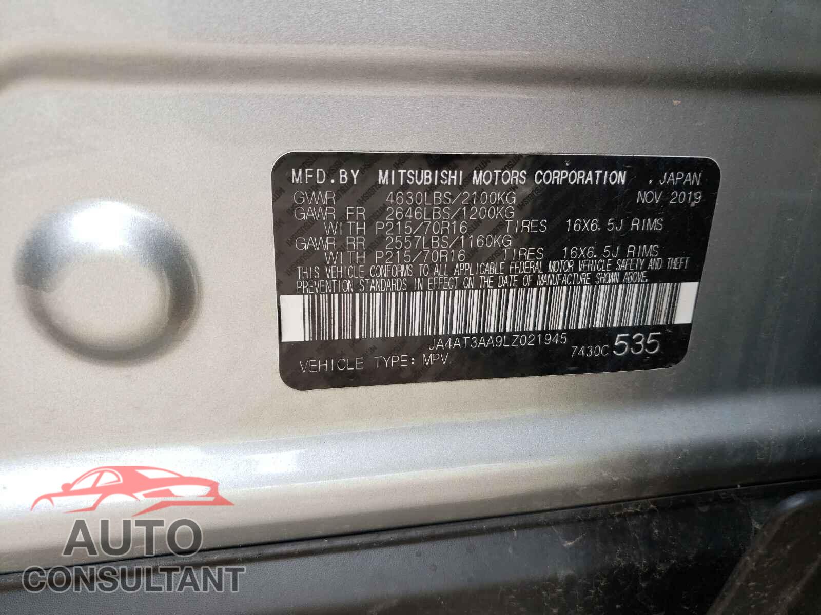 MITSUBISHI ECLIPSE 2020 - JA4AT3AA9LZ021945
