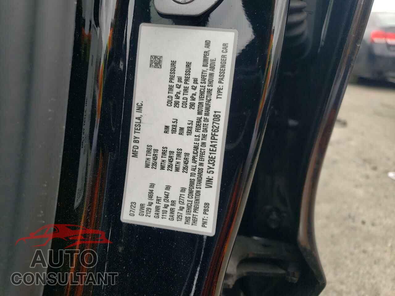 TESLA MODEL 3 2023 - 5YJ3E1EA1PF627081