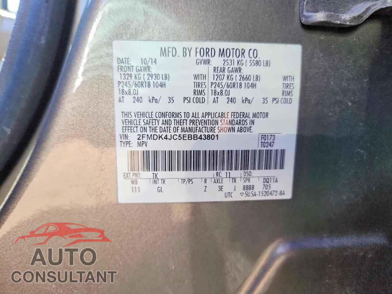 FORD EDGE 2014 - 2FMDK4JC5EBB43801