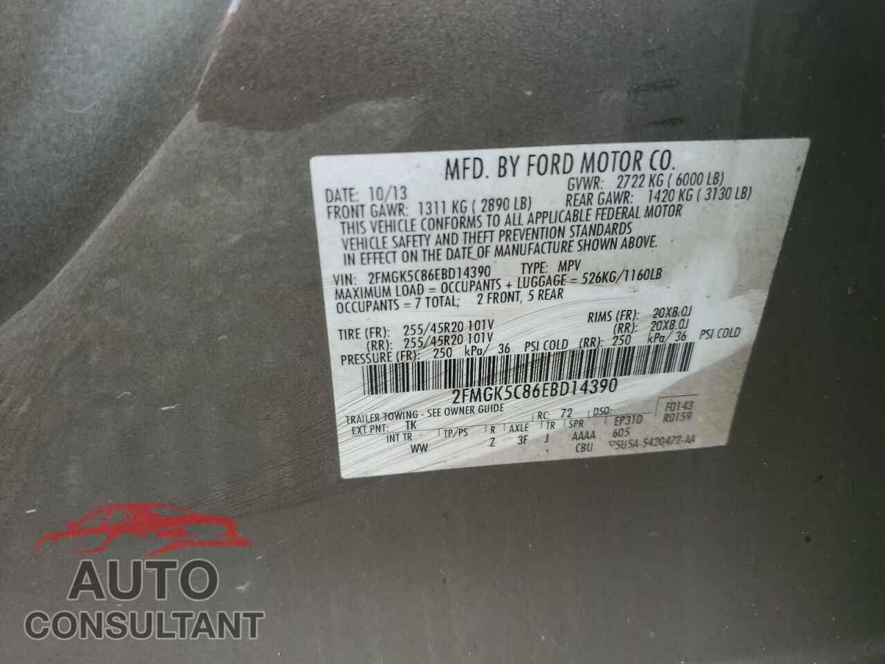 FORD FLEX 2014 - 2FMGK5C86EBD14390