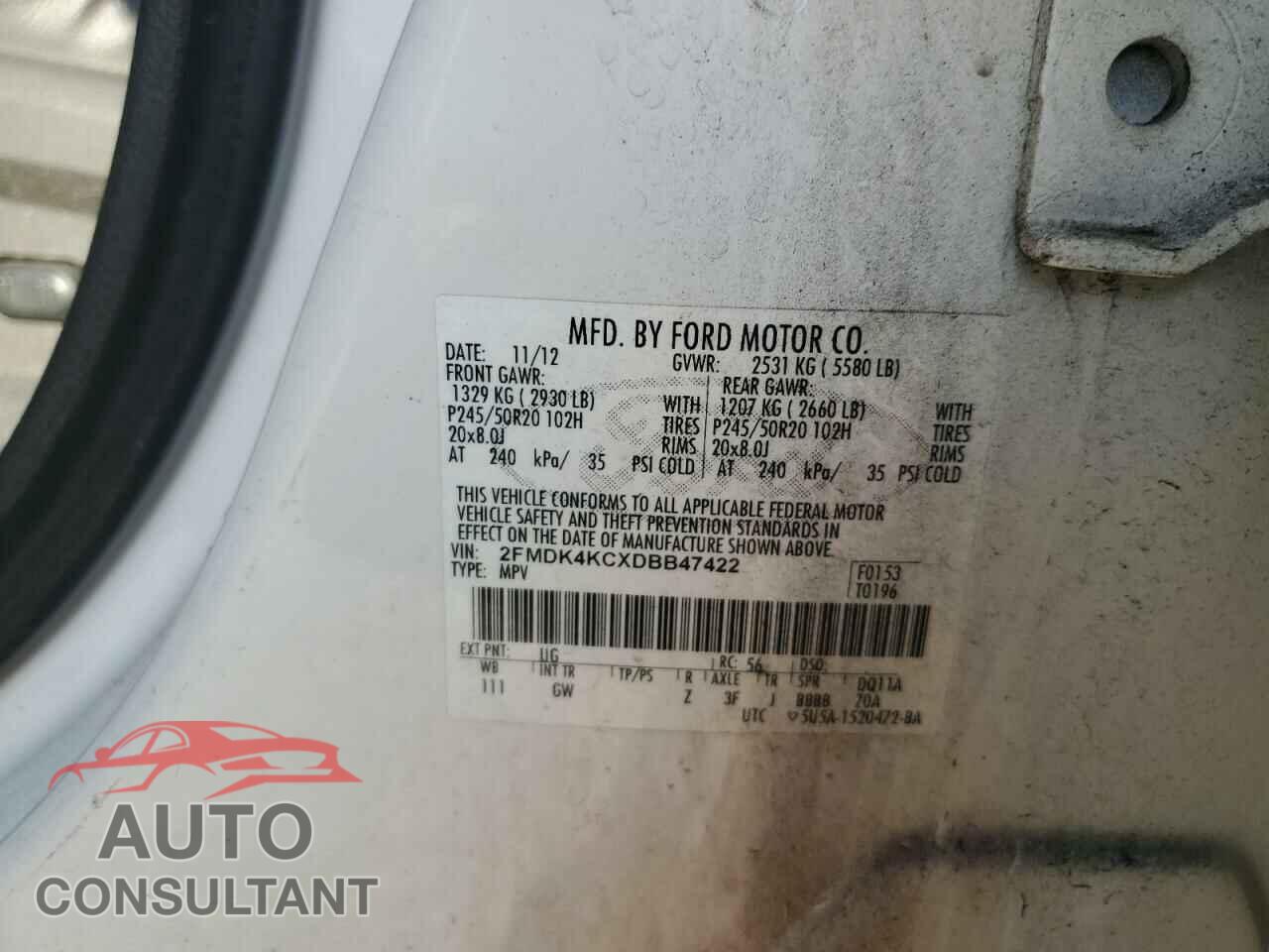 FORD EDGE 2013 - 2FMDK4KCXDBB47422