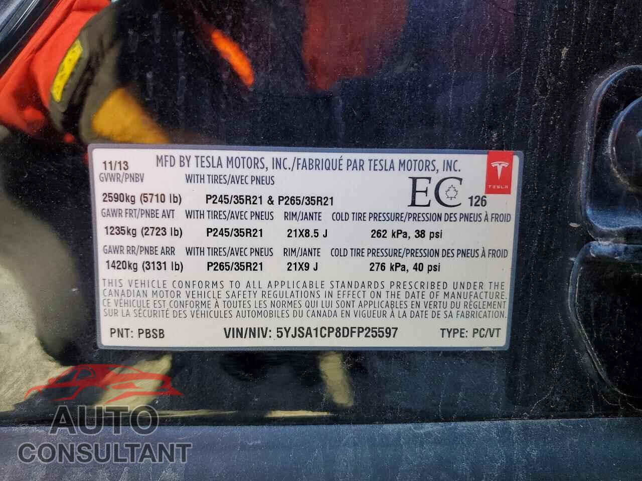 TESLA MODEL S 2013 - 5YJSA1CP8DFP25597
