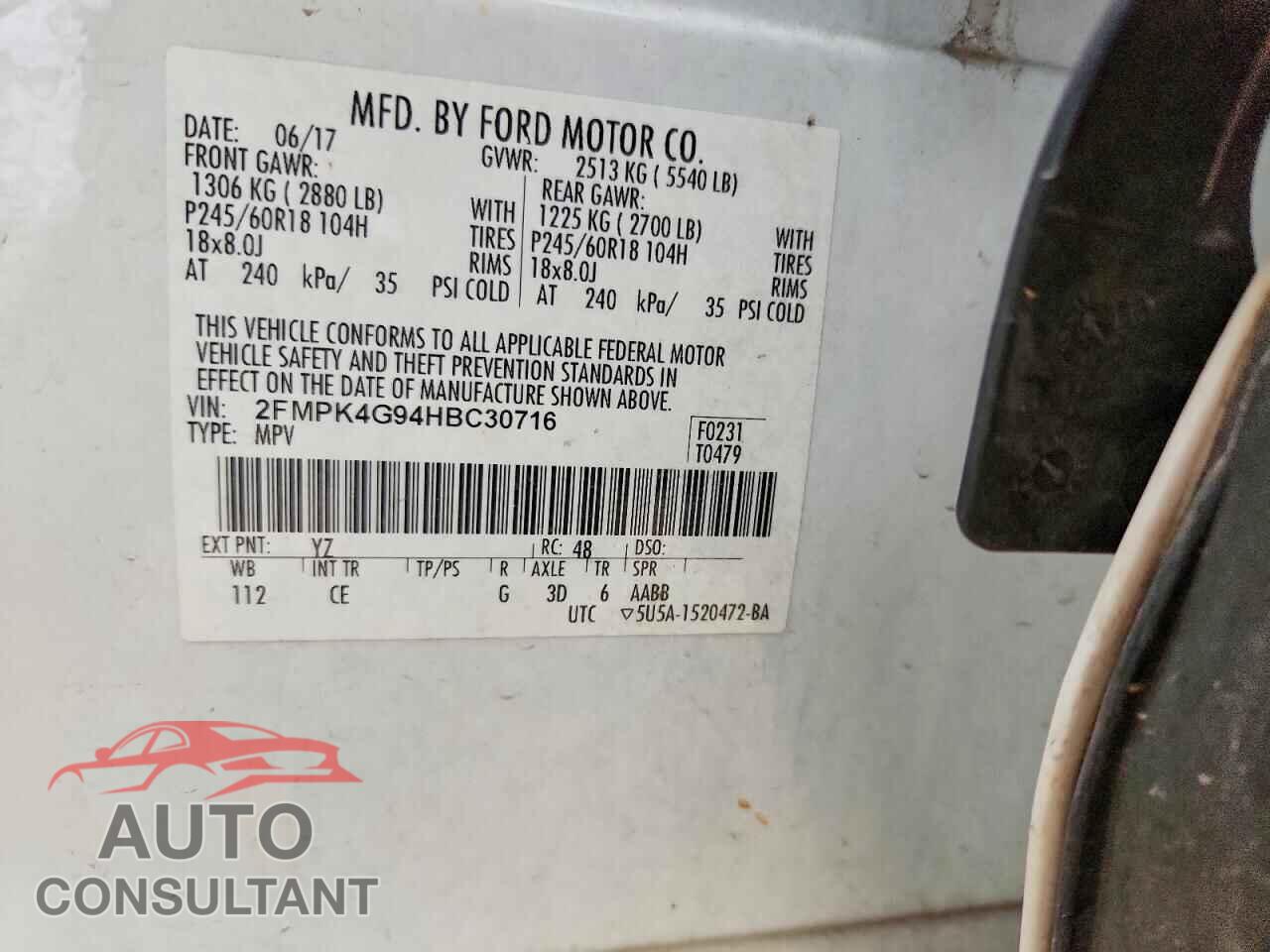 FORD EDGE 2017 - 2FMPK4G94HBC30716