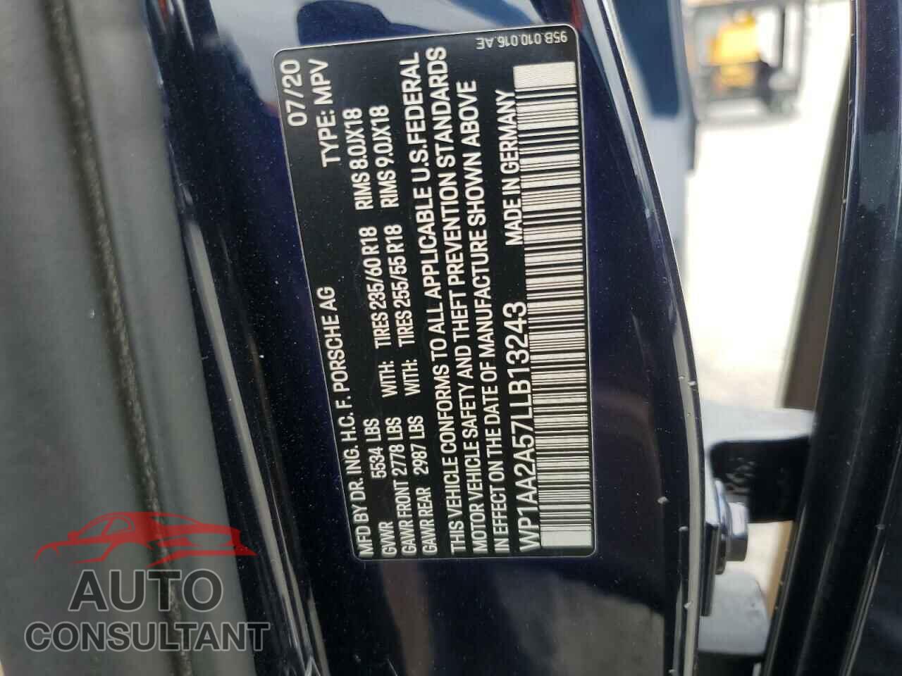 PORSCHE MACAN 2020 - WP1AA2A57LLB13243
