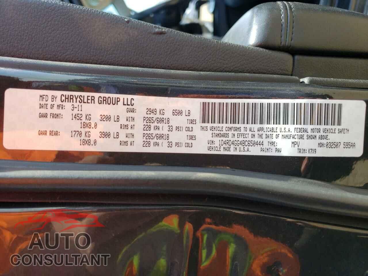 DODGE DURANGO 2011 - 1D4RD4GG4BC650444
