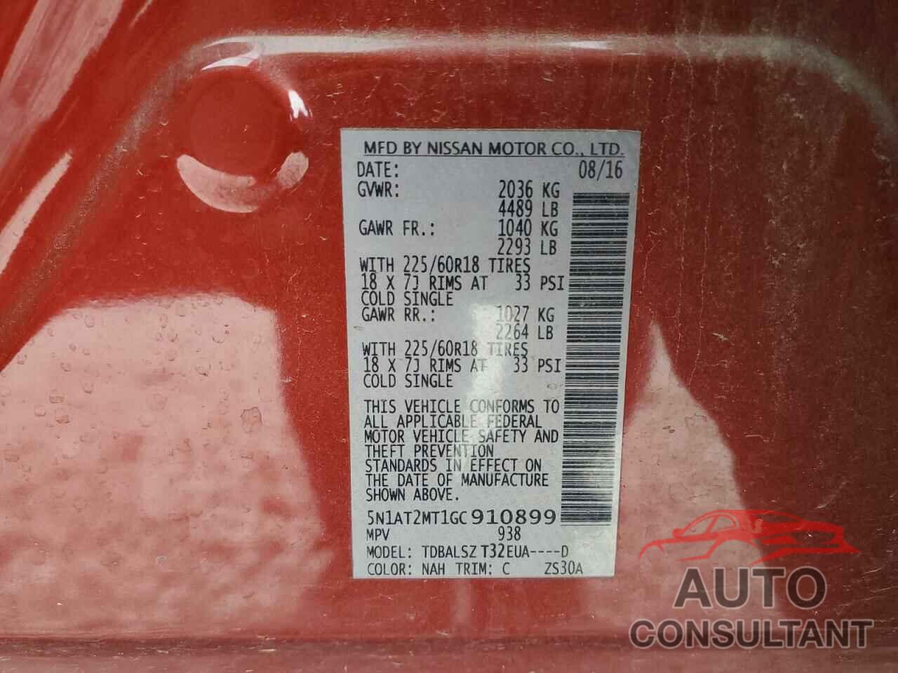NISSAN ROGUE 2016 - 5N1AT2MT1GC910899