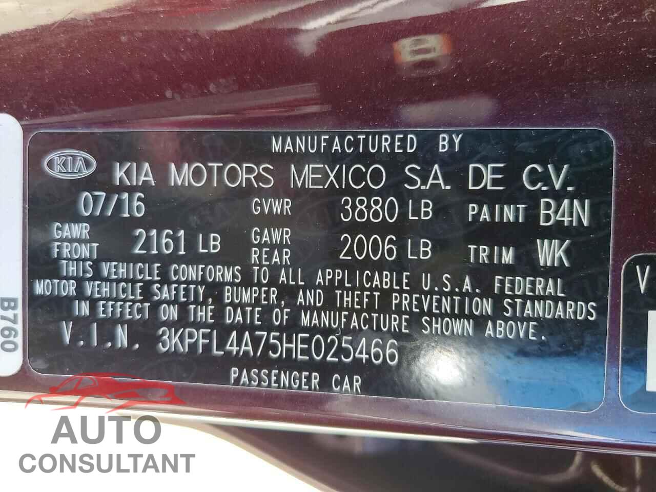 KIA FORTE 2017 - 3KPFL4A75HE025466