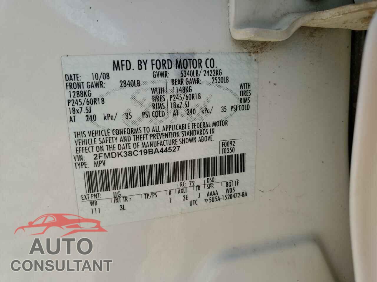 FORD EDGE 2009 - 2FMDK38C19BA44527